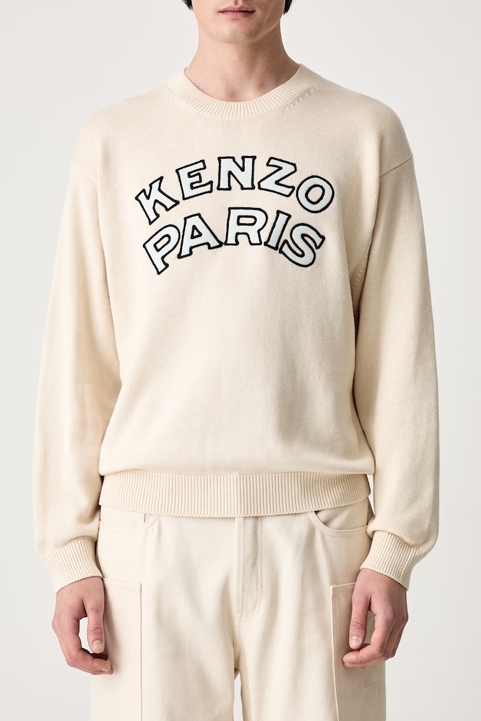 Kenzo sweter z wełną męski beżowy FG65PU8223EW