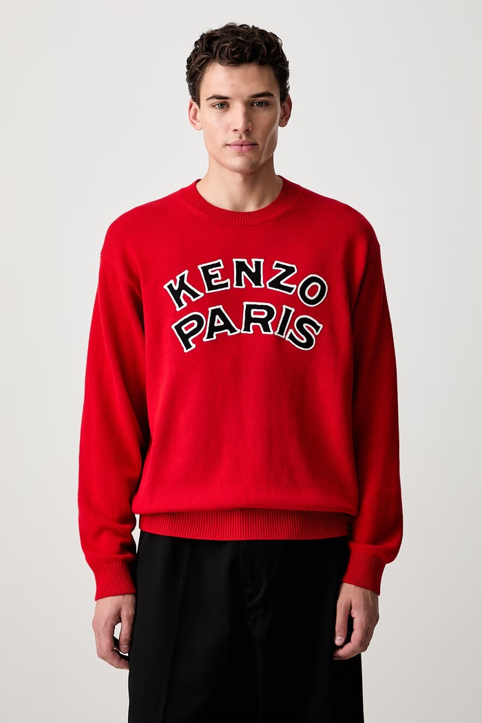 Kenzo pulover pentru bărbați cu lână rosu FG65PU8223EW