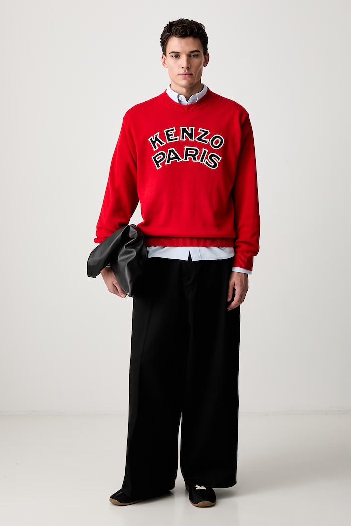 Kenzo pulover pentru bărbați cu lână FG65PU8223EW rosu AW26