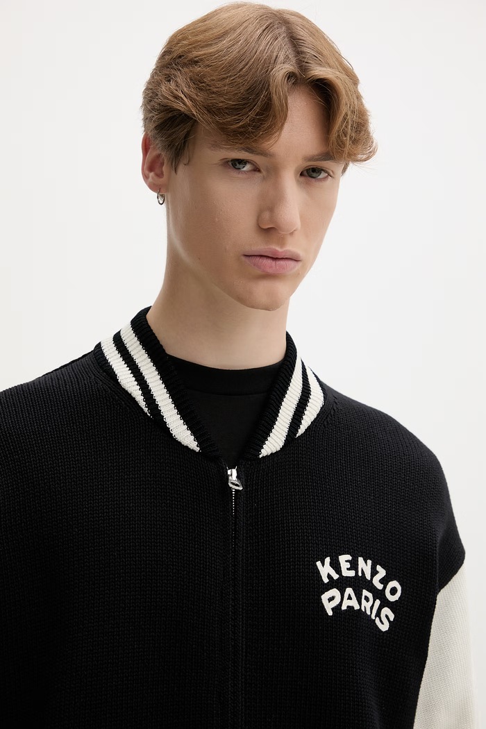 Kenzo pulover z zadrgo moški z bombažem črna FG65CA8053EC