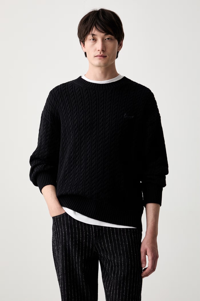 Kenzo sweter męski z dodatkiem wełny czarny FG65PU8123LK