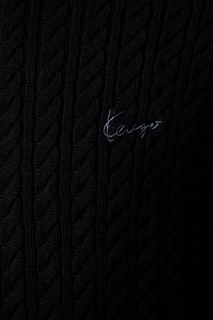 Kenzo sweter męski z dodatkiem wełny FG65PU8123LK czarny