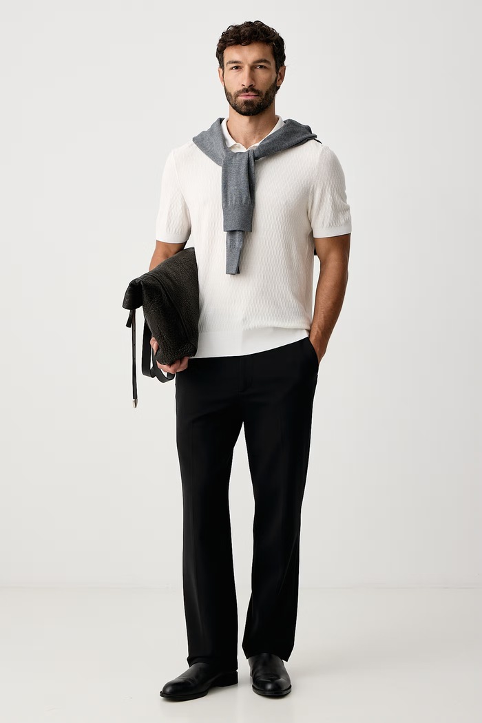 BOSS Polo męskie z lyocellem H-Lurazio 50565506 beżowy AW26