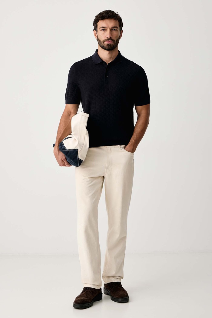 BOSS Polo majica za muškarce s lyocellom H-Lurazio 50565506 mornarsko plava AW26