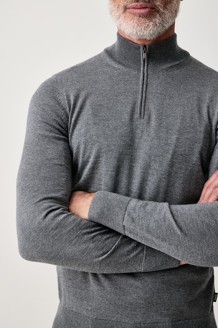 Odzież BOSS Sweter męski wełniany H-Ebenji 50565499 szary
