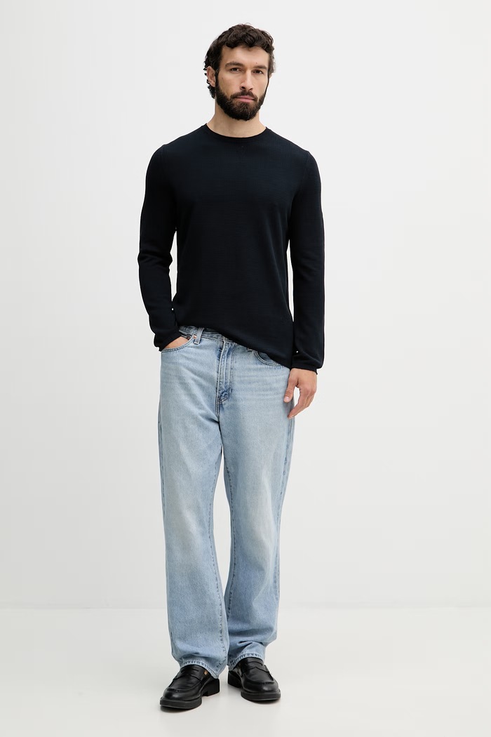 Marc O'Polo pulover moški bombažen 5000014217 mornarsko modra AW26