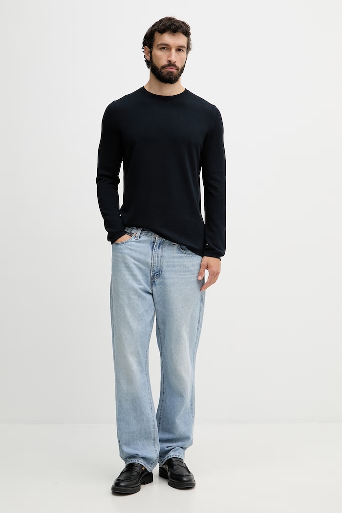 Marc O'Polo pulover moški bombažen 5000014217 mornarsko modra AW26