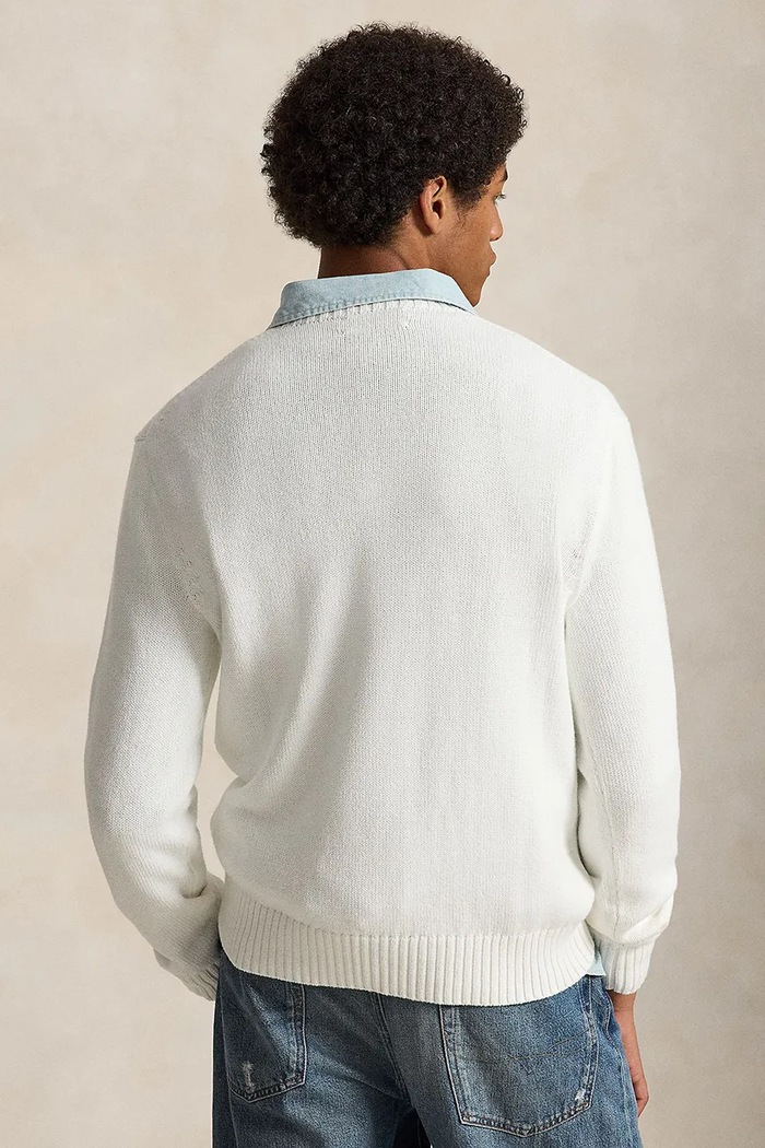 Polo Ralph Lauren sweter męski bawełniany 710B19758 biały AW26