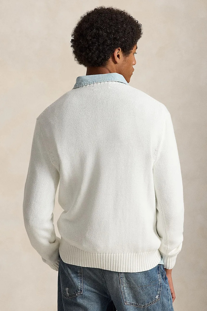 Polo Ralph Lauren sweter męski bawełniany 710B19758 biały AW26