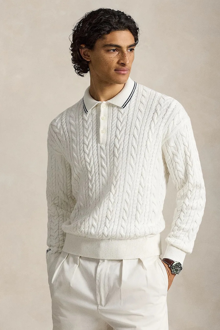 Polo Ralph Lauren pulover moški z bombažem bela 710B17555