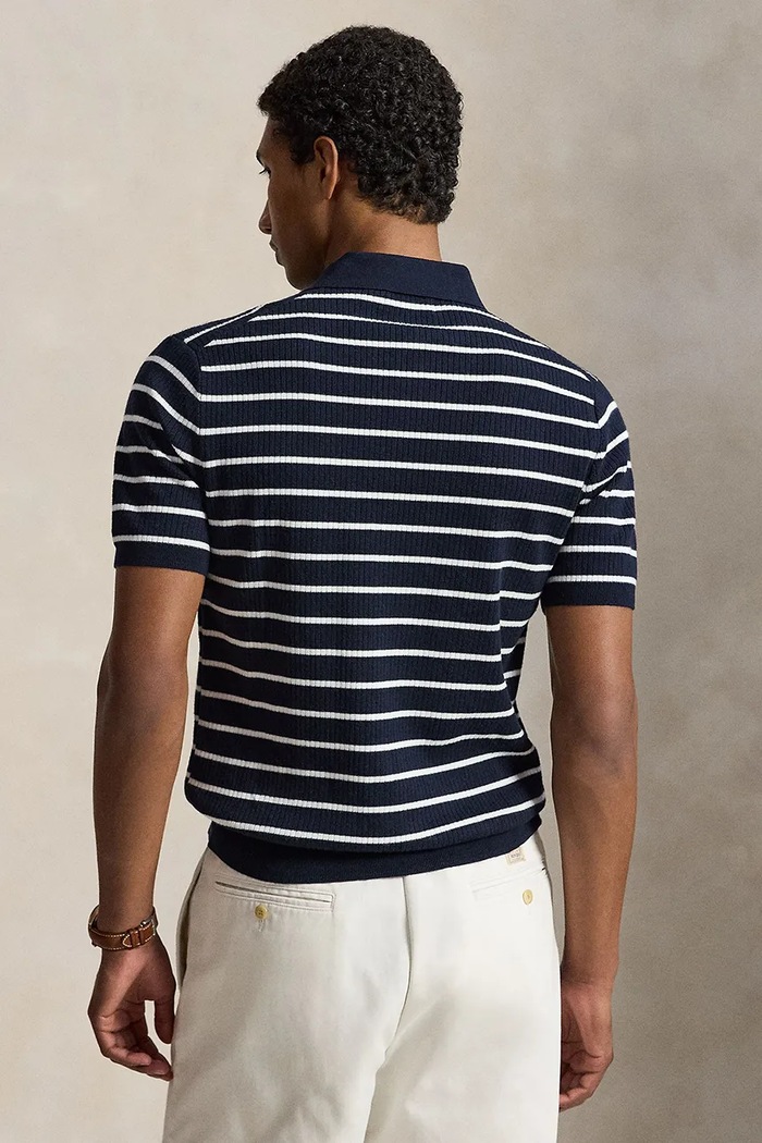 Polo Ralph Lauren úpletové polo tričko pánske bavlnené 710B17976 tmavomodrá AW26