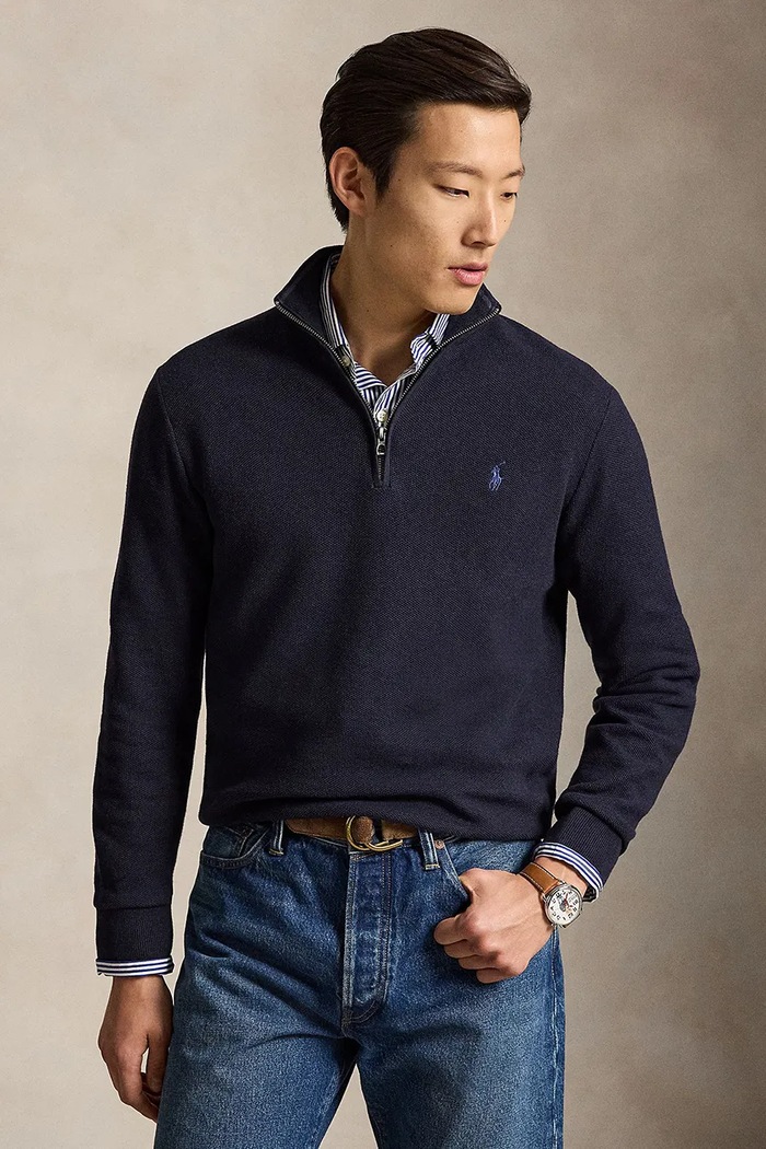 Polo Ralph Lauren pulover moški bombažen mornarsko modra 710B18060