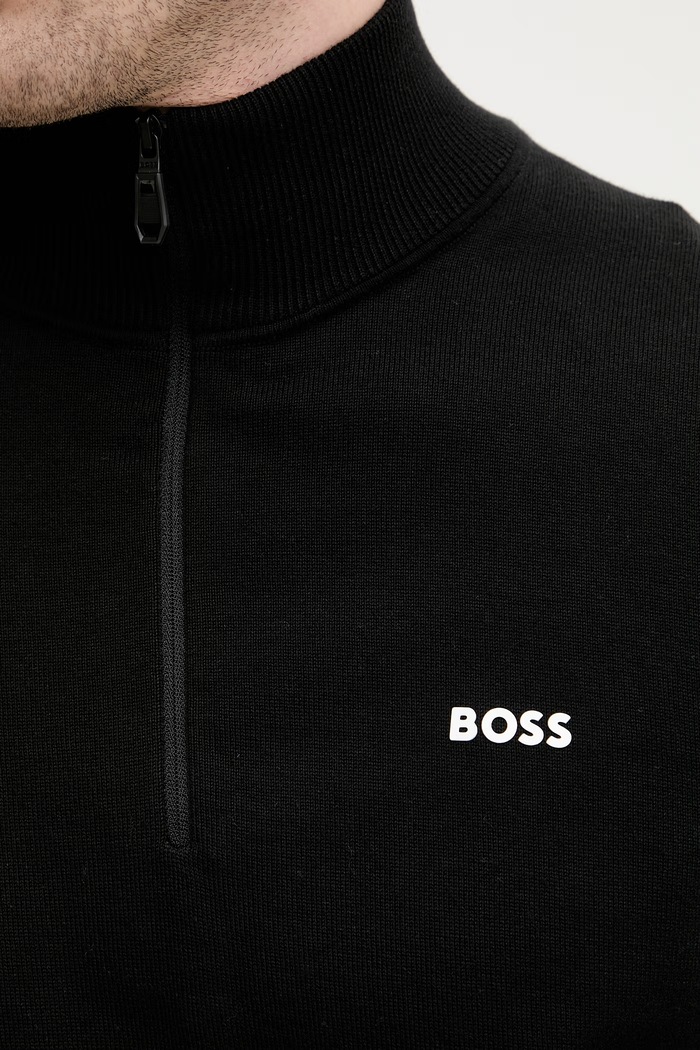 BOSS Green sweter męski bawełniany KN_Ever-X QZ 50556146 czarny