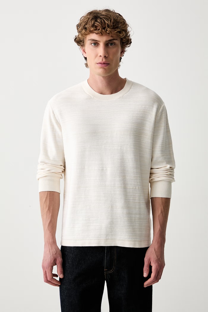 Calvin Klein пуловер мъжки от памук бежов LV04LG314G