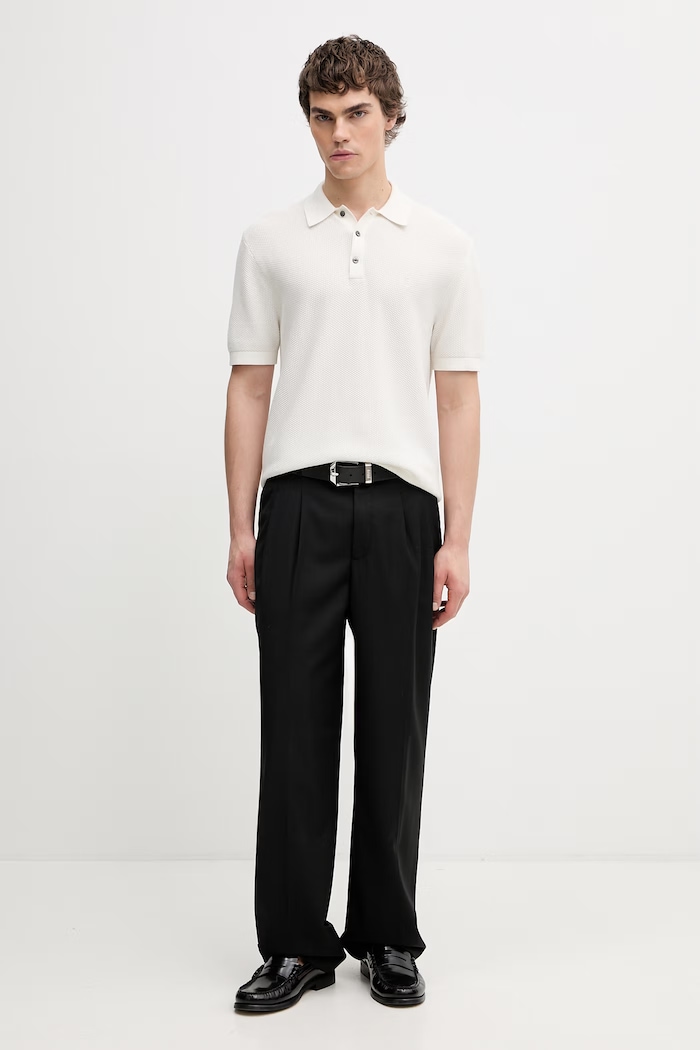 Calvin Klein polo swetrowe męskie bawełniane LV04LG313G beżowy AW26