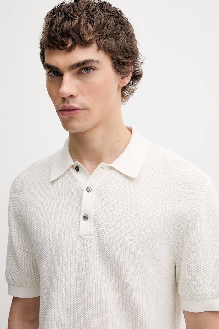 Calvin Klein polo swetrowe męskie bawełniane beżowy LV04LG313G
