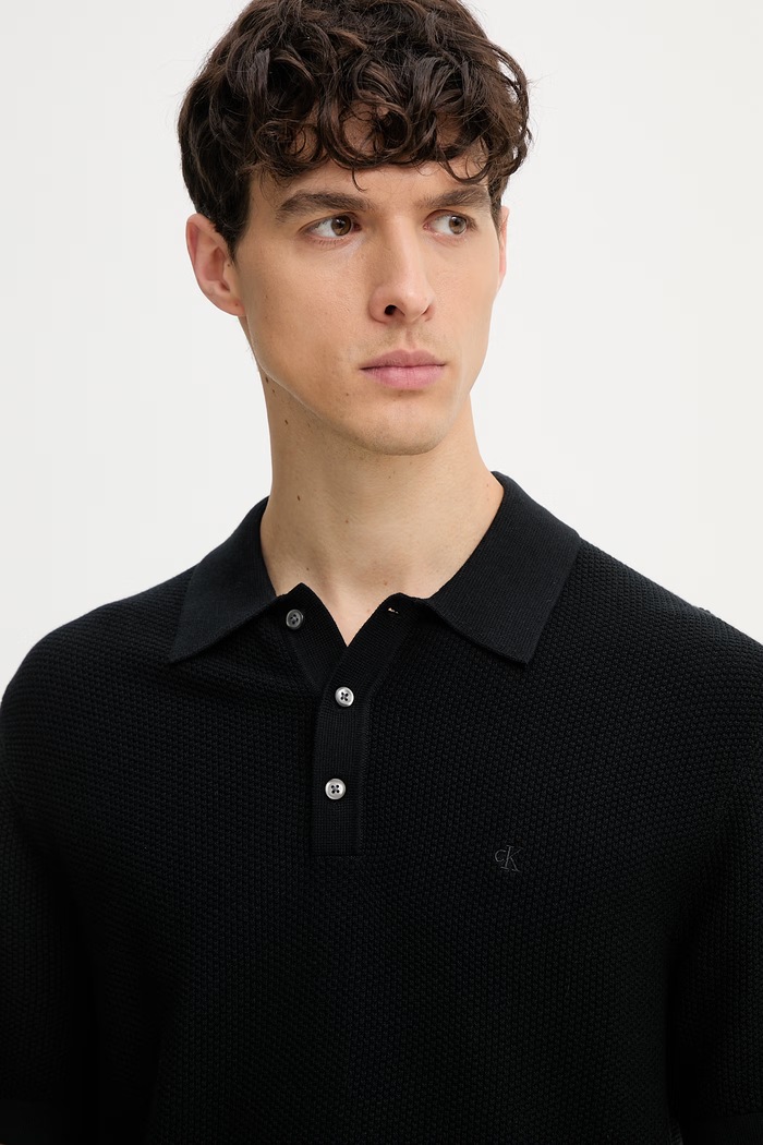 Calvin Klein polo swetrowe męskie bawełniane czarny LV04LG313G
