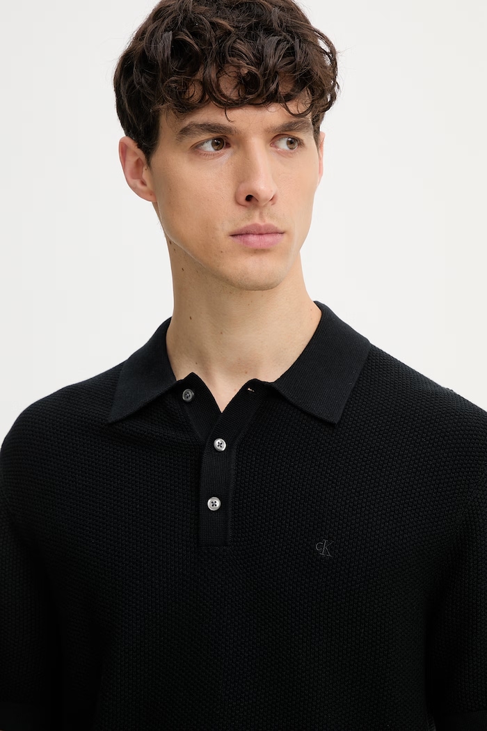 Calvin Klein polo swetrowe męskie bawełniane czarny LV04LG313G