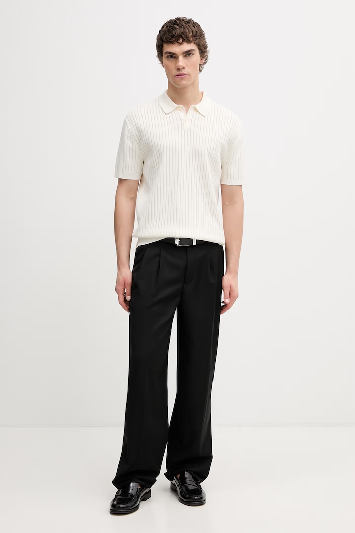 Calvin Klein úpletové polo tričko pánske s viskózou LV04LG304G béžová AW26