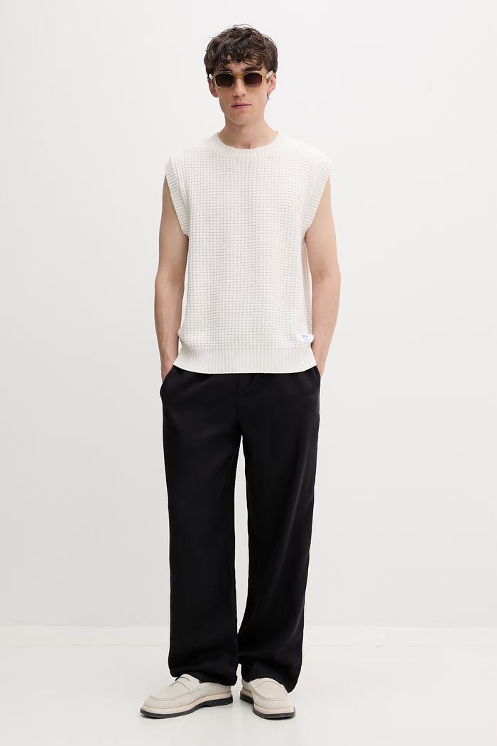 HUGO Blue γιλέκο ανδρικό με βαμβάκι Spuro 50557346 μπεζ AW26