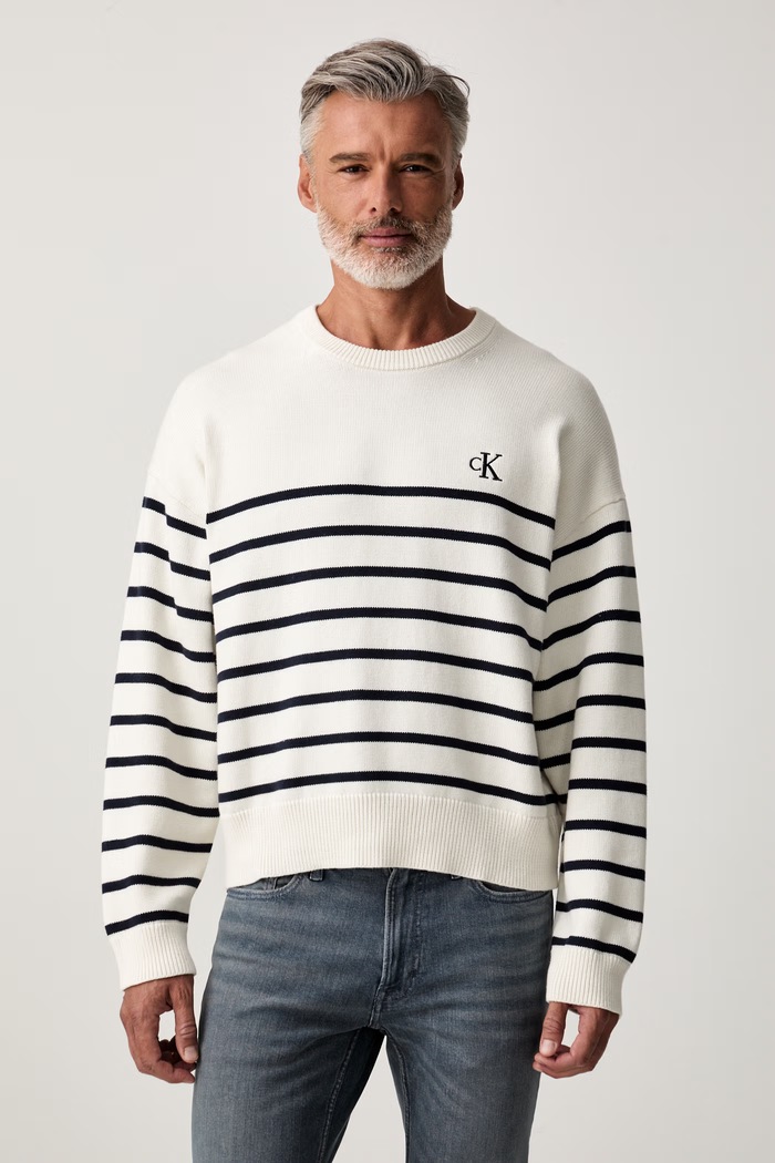 Calvin Klein Jeans sweter męski bawełniany beżowy LV04RG305G