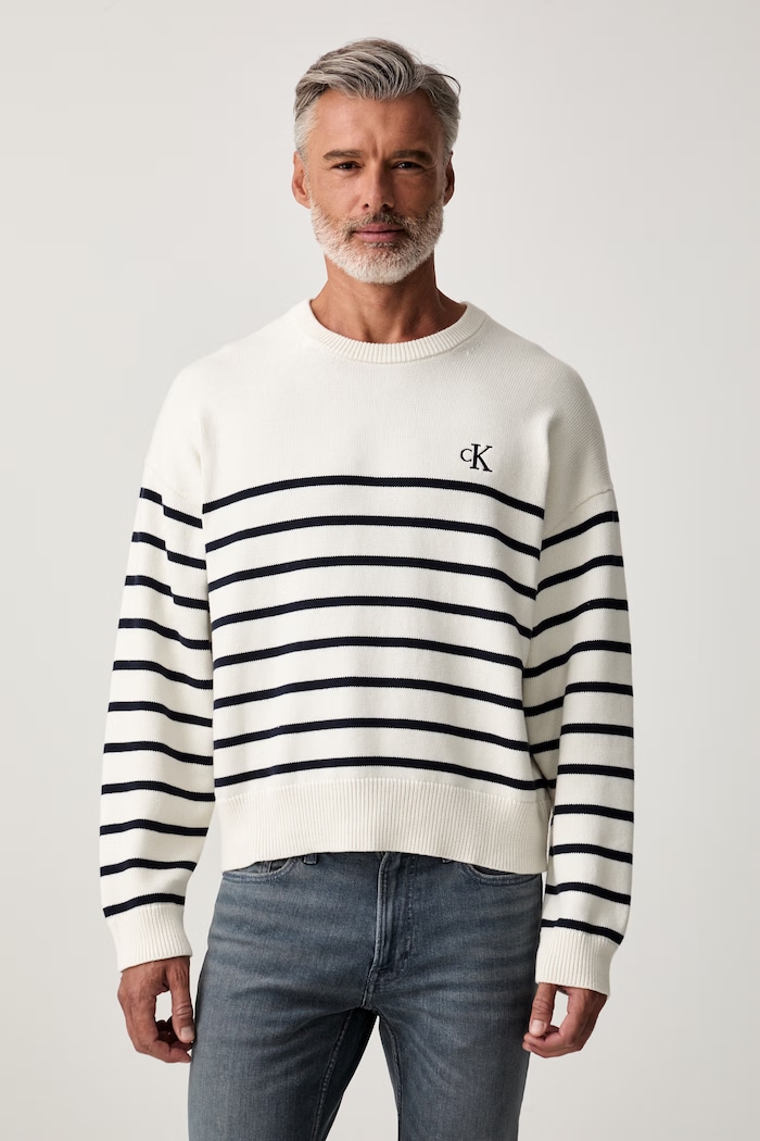 Calvin Klein Jeans sweter męski bawełniany beżowy LV04RG305G