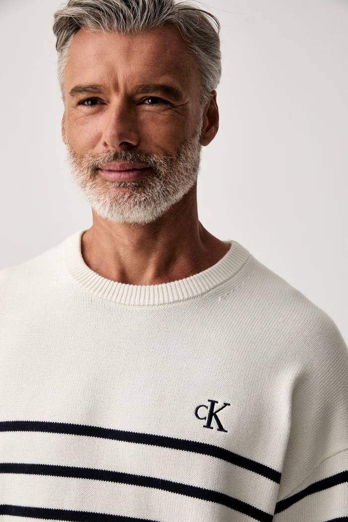 Calvin Klein Jeans sweter męski bawełniany beżowy LV04RG305G