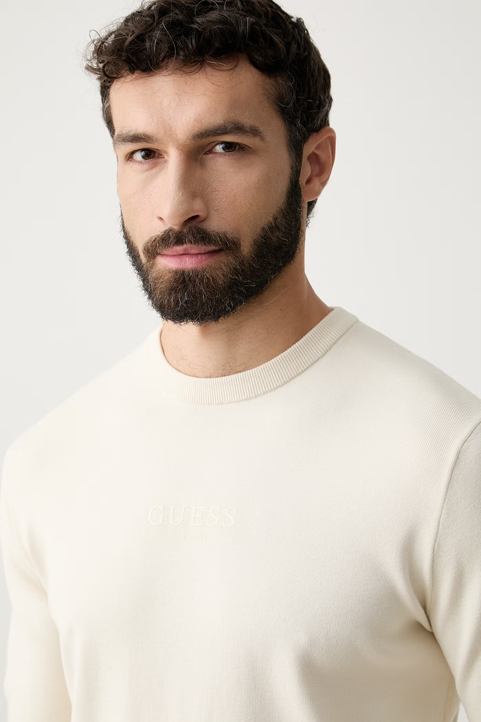 Guess πουλόβερ ανδρικό με βισκόζη MASON μπεζ M6YR12.Z0917