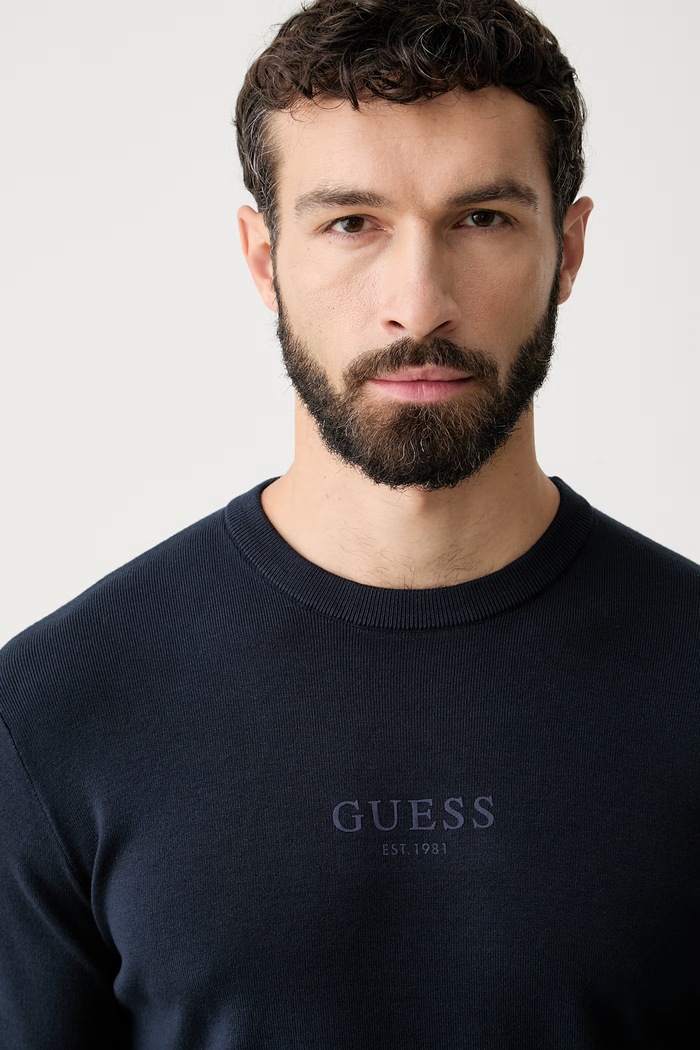 Guess pulover moški z viskozo MASON mornarsko modra M6YR12.Z0917