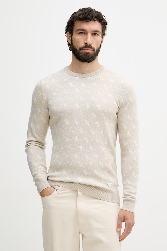 Guess pulover moški z dodatkom volne MARTIN bež M6YR11.Z0916
