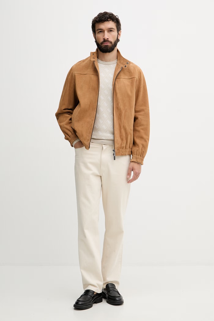 Guess pulover moški z dodatkom volne MARTIN M6YR11.Z0916 bež AW26