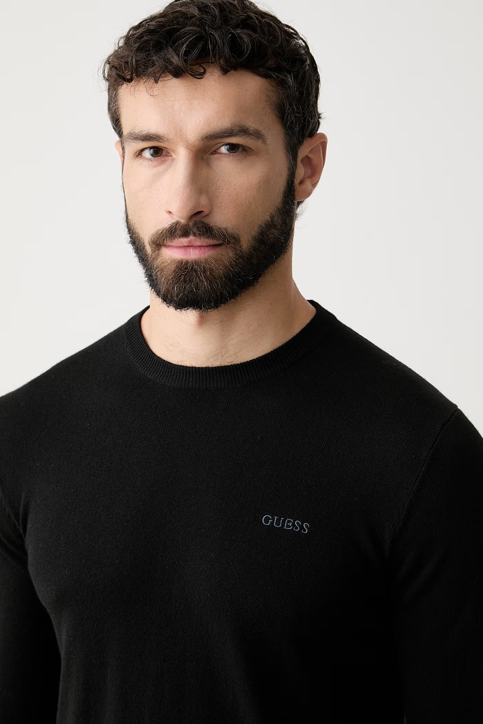 Guess sveter pánsky s prímesou hodvábu MARCOS čierna M6YR07.Z0912