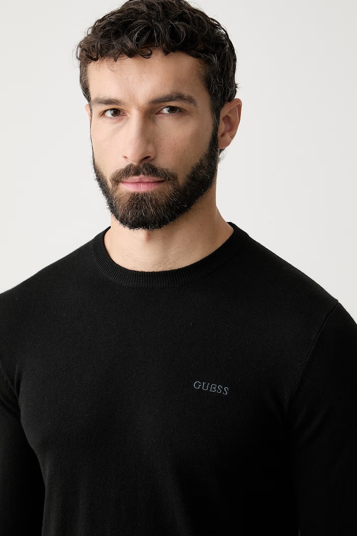 Guess sveter pánsky s prímesou hodvábu MARCOS čierna M6YR07.Z0912