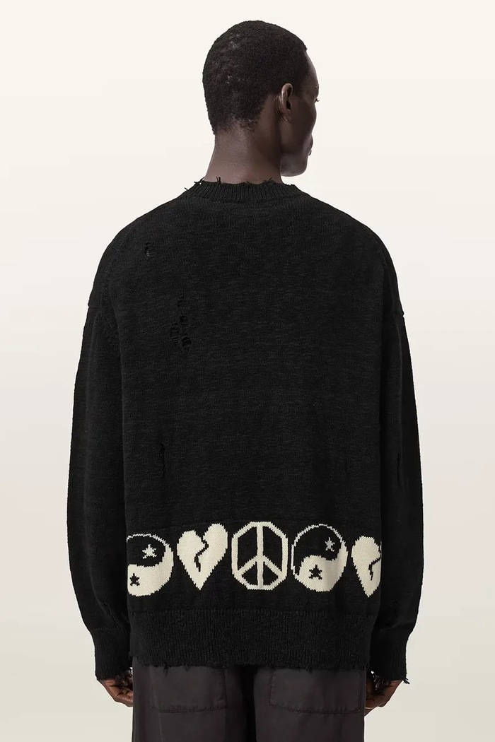 AllSaints kardigan męski bawełniany TABUA M041KE czarny AW26