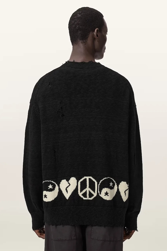 AllSaints kardigan męski bawełniany TABUA M041KE czarny AW26