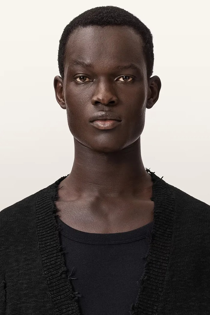 AllSaints kardigan męski bawełniany TABUA czarny M041KE