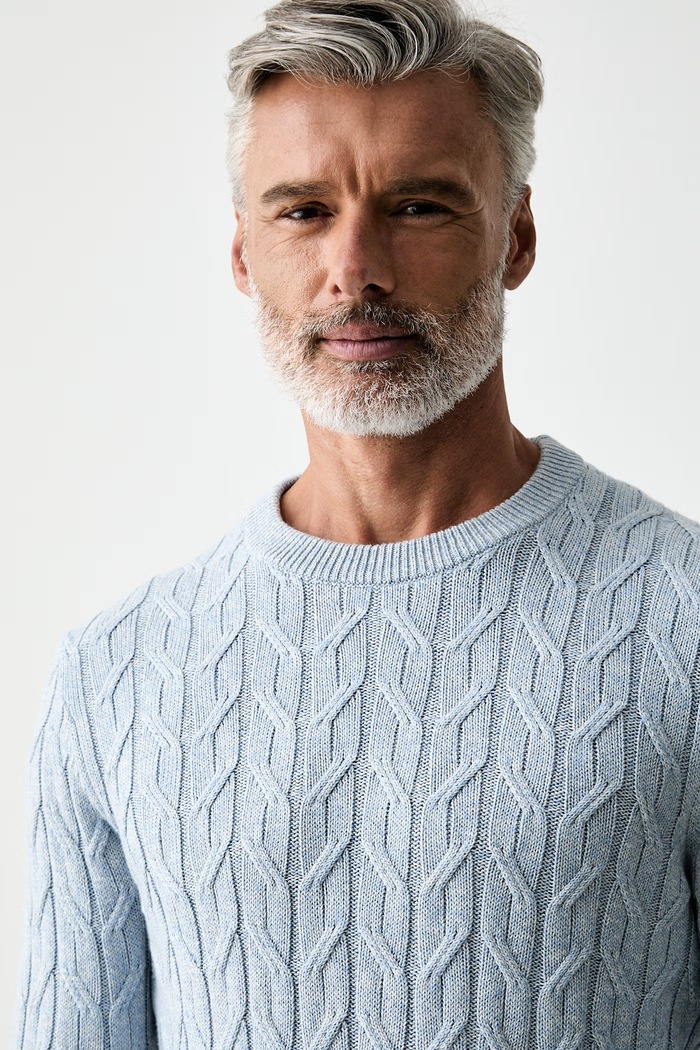 Hackett London sweter męski z dodatkiem kaszmiru niebieski HM7000214