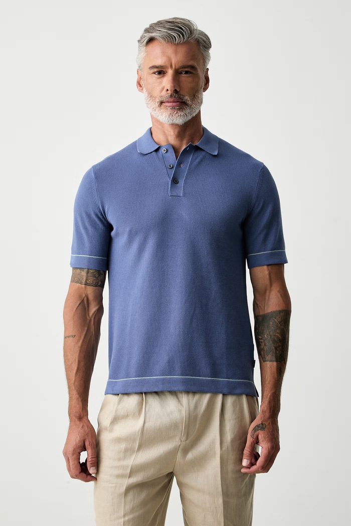 Hackett London polo swetrowe męskie bawełniane niebieski HM7000212