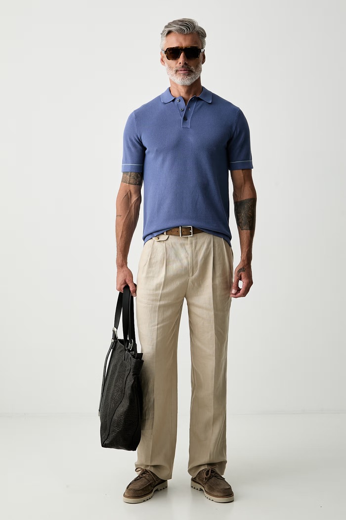 Hackett London polo swetrowe męskie bawełniane HM7000212 niebieski AW26