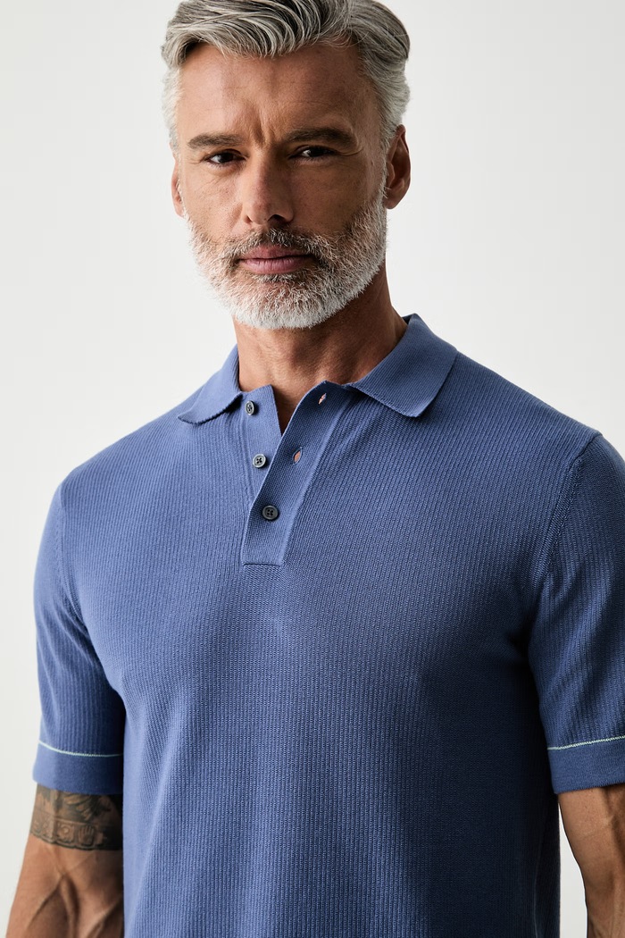 Hackett London polo swetrowe męskie bawełniane niebieski HM7000212