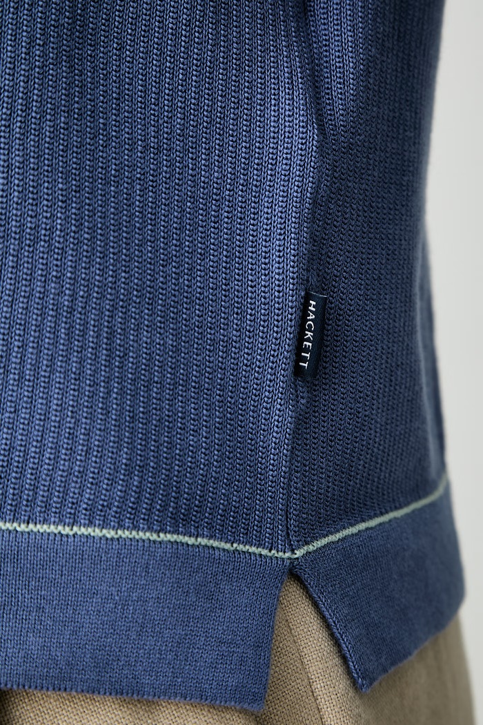 Hackett London polo swetrowe męskie bawełniane HM7000212 niebieski