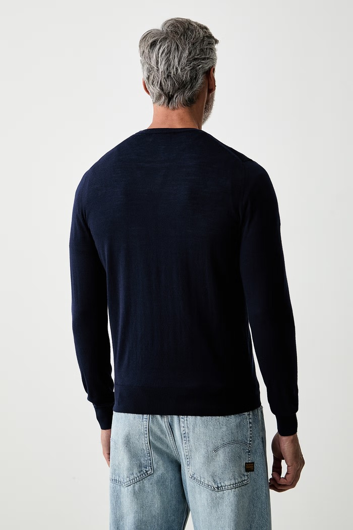 Odzież Hackett London sweter męski z wełny merino HM7000204 granatowy