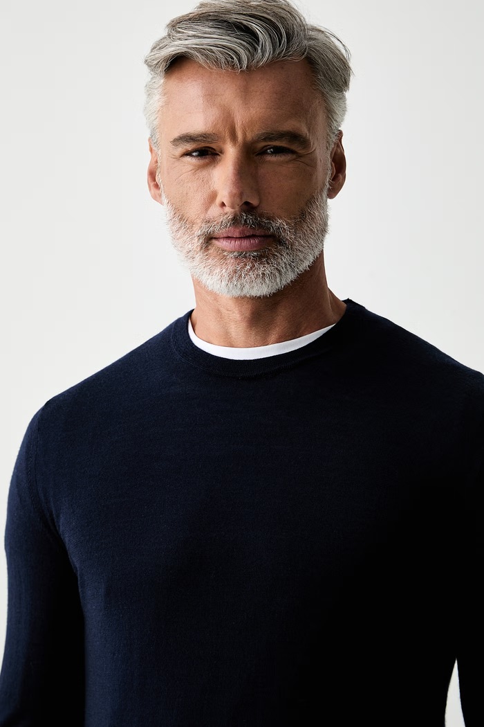 Hackett London sweter męski z wełny merino granatowy HM7000204