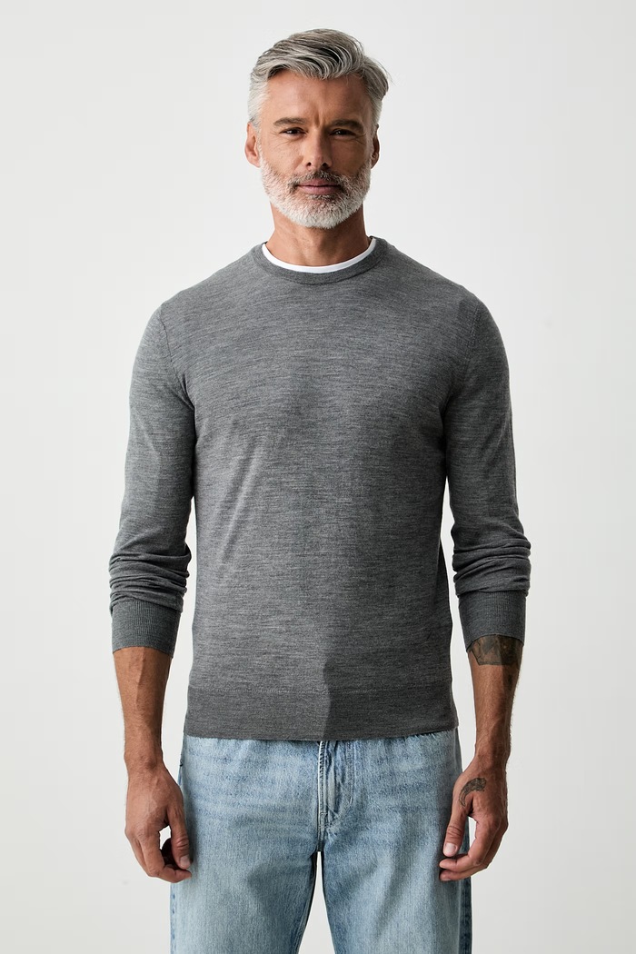 Hackett London sweter męski z wełny merino szary HM7000204