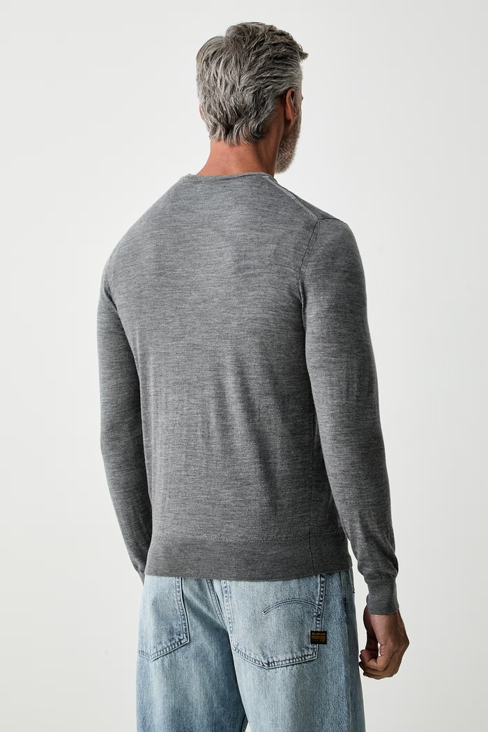 Odzież Hackett London sweter męski z wełny merino HM7000204 szary