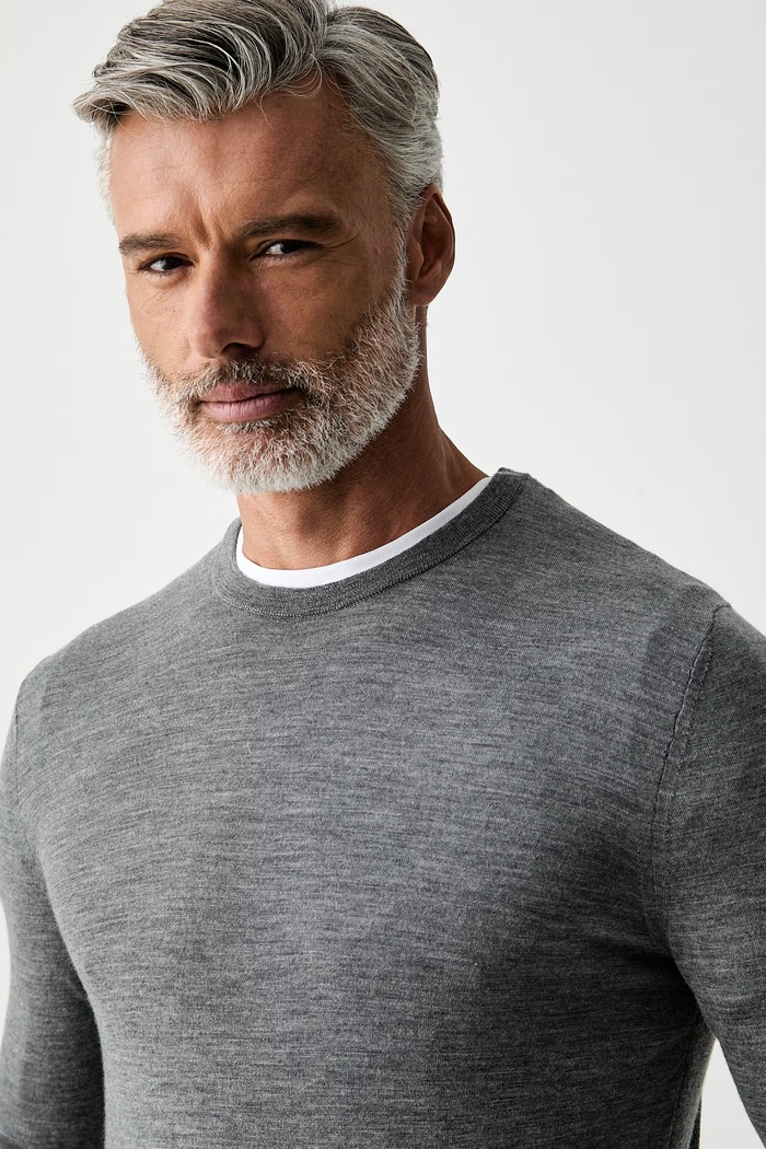 Hackett London sweter męski z wełny merino szary HM7000204