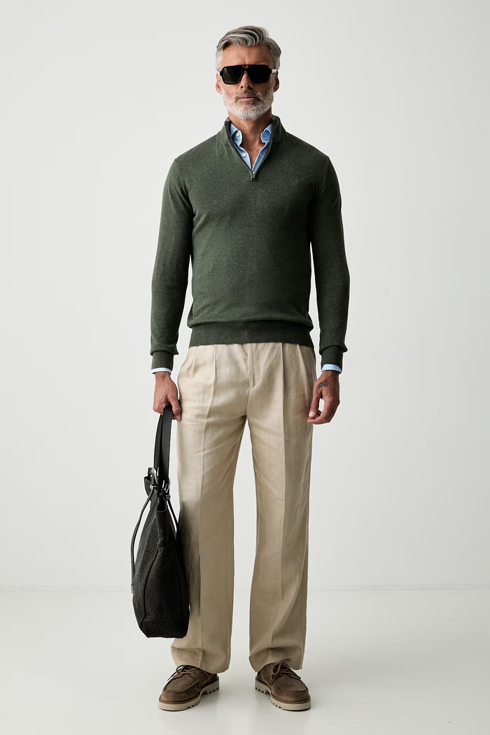 Hackett London sweter męski bawełniany HM7000117 zielony AW26