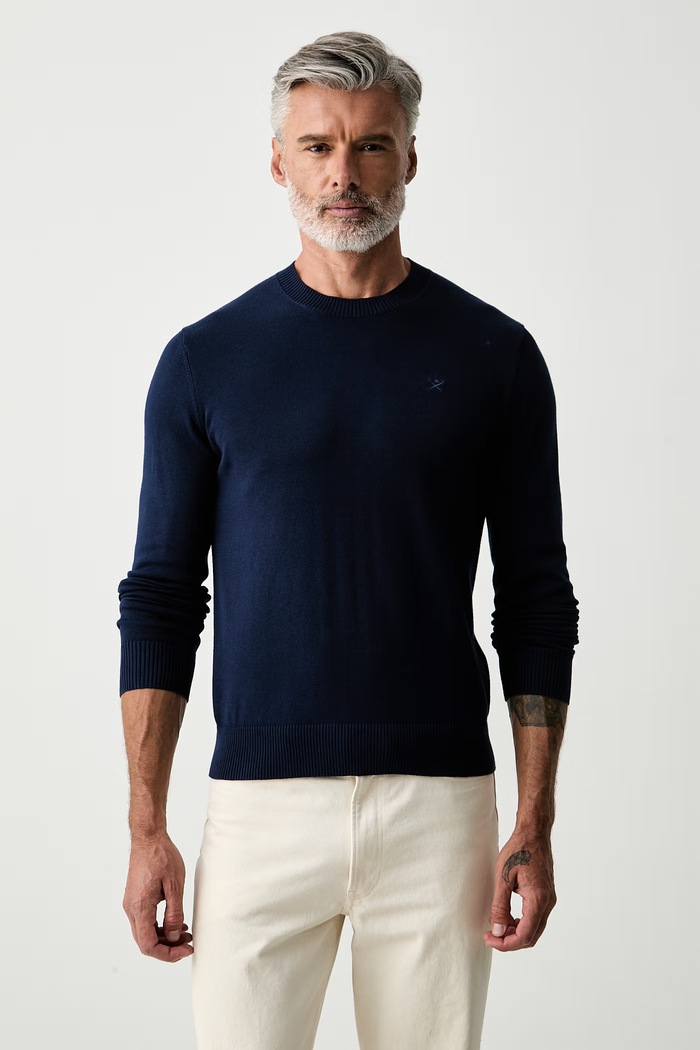 Hackett London sweter męski bawełniany granatowy HM7000116