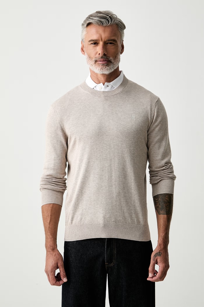 Hackett London sweter męski bawełniany beżowy HM7000116