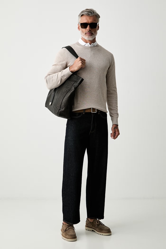 Hackett London sweter męski bawełniany HM7000116 beżowy AW26